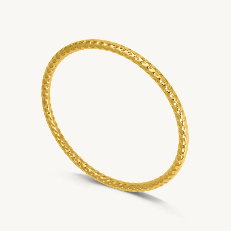 Palmonas PALMONAS Gold Plated Circle Hammered Buddhist Bangle Bracelet for Women | 18K Gold Plated, Waterproof & Anti-Tarnish